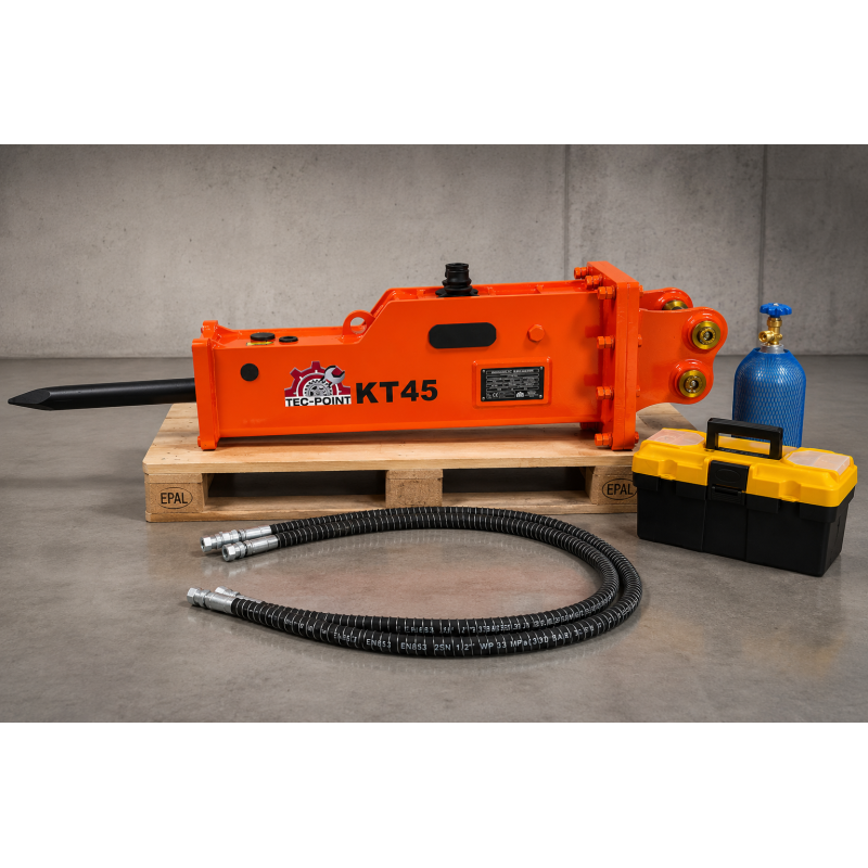 Hydraulikhammer für 1,2 - 3,0 t Bagger Tec-Point KT45S - Profi-Komplettset NEU!