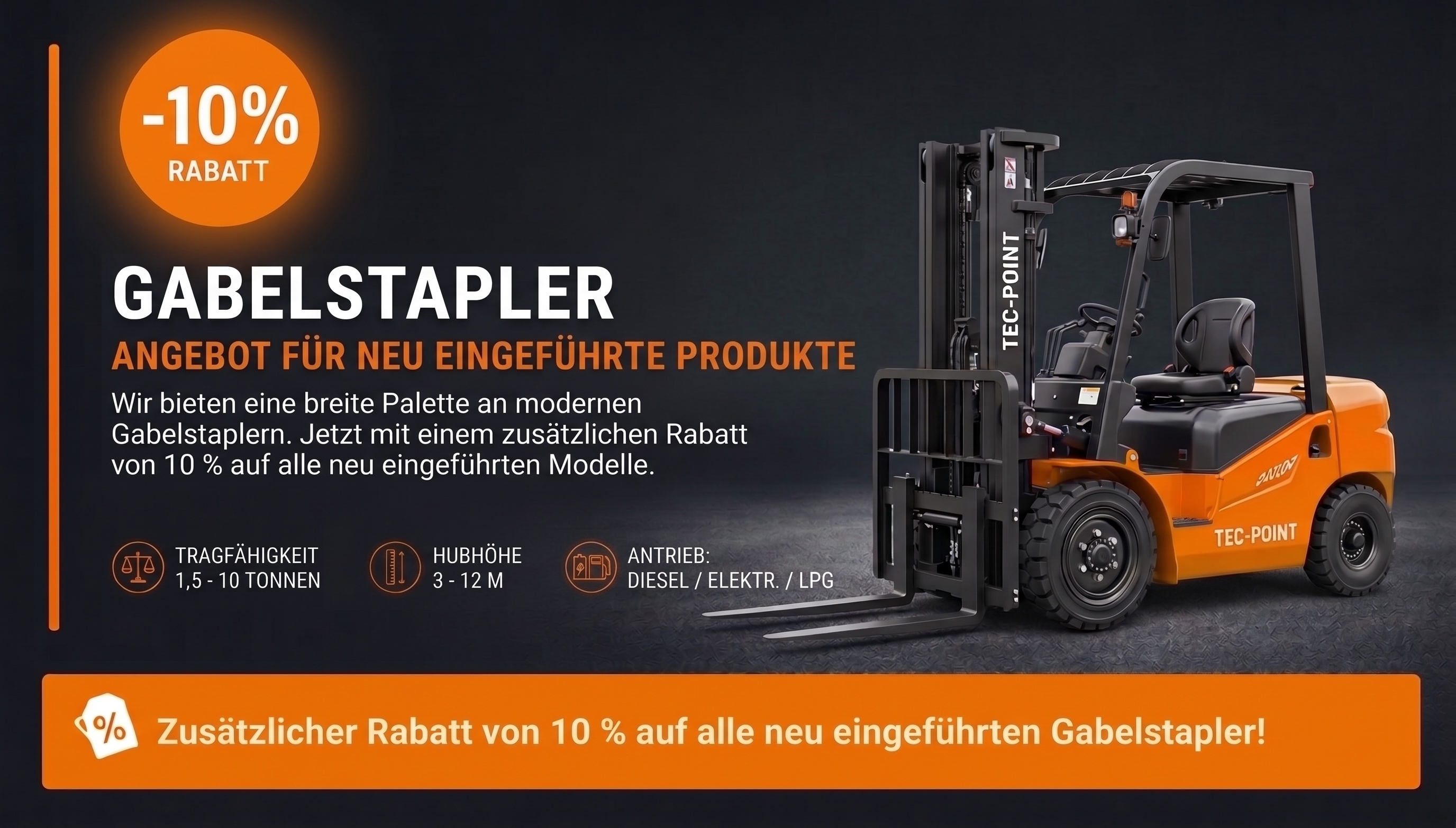 Gabelstapler auf Alle — 10 % zusätzlicher Rabatt