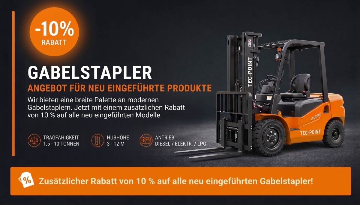 Gabelstapler auf Alle — 10 % zusätzlicher Rabatt